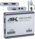 Video Capture Card, USB 3.0 High-Speed Interface, 1080P 60FPS/2K 30FPS/4K 18FPS Game Capture Recording, Compatible for PS5/Switch/Xbox/Camera/PC/OBS, Supports 4K 60FPS HDMI Loop-Out & Microphone Input