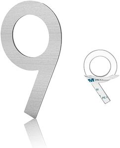 3 Inch Modern House Numbers, Brushed silver Mailbox Number,Stainless Steel Material,Self-Adhesive Number Door Numbers for Apartments Office (9)