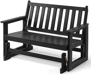 Furnimart Patio Glider Bench, HDPE All-Weather Outdoor Glider for 2-Person, Heavy-Duty No-Wobble Frame, Supports 660 LBS, Porch, Backyard, Garden & Deck, Black