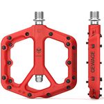 Mountain Bike Pedals - 9/16" Nylon Fiber Bicycle Flat Pedals -Bicycle Platform Pedals for Road Mountain BMX MTB Bike (Red)