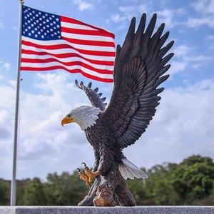 24.4 Inch Large Bald Eagle Garden Statue - Lifelike Spread Wings Eagle Outdoor Sculpture, Weatherproof Resin Lawn Ornament for Yard & Home Decor, Ideal Gift for Eagle Lovers & Patriotic Decor