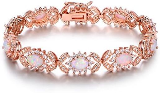 Barzel 18K Rose Gold Plated Created Opal Tennis Bracelet (Rose Gold)