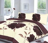 Rosaleen Duvet/Quilt Cover With Pillow Cases Bedding Set Printed Attractive Flower Designs (King, Brown)