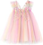 Miipat Baby Girl Dress Girls Tulle Butterfly Dresses Toddler Princess Floral Tutu Dress Sleeveless Wedding Party Birthday Dress for Girl 6 Months-6 Years, Rainbow, 2-3 Years