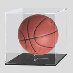 QIMOND Acrylic Display Case with Detachable Ball Stand, Compatible with Full Size Basketball, Dustproof Display Box for Exclusive Collectible Sport Memorabilia