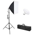 Video Lighting Softbox, 19.7 x 19.7 inches Lighting Kit with LED Bulbs (50W/5500K), Photography Continuous Softbox Lighting Kit Ideal for Studio Portraits,Product Photography (Softbox + Light Stand + Light Bulb + Carrying Bag)