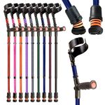 Flexyfoot Shock Absorbing Soft Grip Double Adjustable Crutch - Improves Safety, Improves Grip, Reduces Shocks & Jarring – Single - Blue