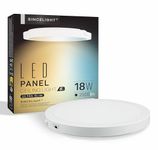 SINCELIGHT Ultra-Thin LED Ceiling Lights 18W, Φ230mm, Compact Profile, Recessed or Surface Mount, 2000lm, Tunable from Warm White to Cool White, 2700K-4000K-6000K, Pack of 1