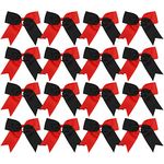 Cheer Bows 6 Inch 2 Color Ponytail Holder Hair Tie 16 Pcs Hair Bow Cheerleader Bows Hair Tie (Black/Red)