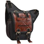 S-Zone Mens Vintage Canvas PU Leather Military Utility Shoulder Messenger Bags