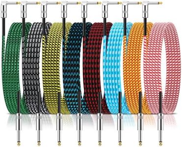 Rigibright 8 Pack 10FT Instrument Cable - Guitar, Bass, Keyboard, Microphone & Mixer Amp Cord (Multicolored)