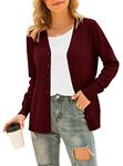 HAOMEILI Women's V Neck Button Down Knitwear Long Sleeve Soft Basic Knit Cardigan Sweater(M Wine)