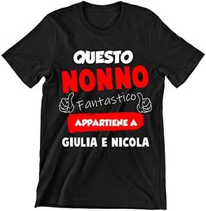 Incidiamo T-Shirt Nonno Divertente Maglietta Festa dei Nonni Personalizzabile Questo Nonno Fantastico appartiene a (Nomi dei Nipoti) - Idea Regalo Nonno