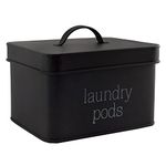 AuldHome Enamelware Laundry Pod Holder (Black), Modern Farmhouse Laundry Pod Storage Container