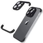 Gufiire Backless for iPhone 16 Pro Bumper Case with Camera Lens Protector, Frameless Corner Protection Pad [No Back Compatible with MagSafe] Soft TPU Silicone Shockproof for iPhone16 Pro 6.3'' (Black)