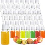 ZENFUN 48 Pcs Small Shot Bottles with Lids, Ginger Shots Bottles with Cap, Mini Clear Plastic Bottles, 60ML Mini Liquor Bottles, Mini Travel Bottles for Juice, Liquids, Whiskey, Milk