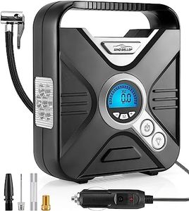 WindGallop Digital Car Tire Inflator Portable Air Compressor for Car Tires 12v Car Air Pump Tire Pump with Pressure Gauge LED Light Valve Adaptors for Bike Automobiles Basketball Pool Toys(Silver)