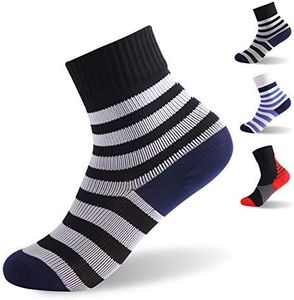 RANDY SUN Boys Waterproof Ski Socks， Boys Breathable Outdoor Sport Skiing Golf Mid-Calf Stripe Soft Team Socks 1 Pair Black and White
