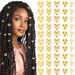 Tyqour 50pcs Gold Hair Jewelry for Braids Accessories Loc Jewelry for Hair Dreadlocks Adjustable Hair Rings Hair Cuff Hair Charms Braid Jewelry Hair Beads Decorations for Men Women