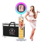 HITUGU Portable Photo Booth for iPad Pro 10.2in 10.9in 11in 12.9in, APP Control 29'' 1080P LCD Screen, Metal Shell Selfie photobooth Machine,RGB Ring Light,Flight Case,for Parties, Wedding, Christmax