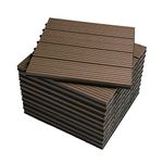 WOLTU WPC Composite Decking Tiles Set of 11 Interlocking Wood Effect Terrace Tiles Flooring with Click System - Brown, 30 x 30 cm, GTF001br