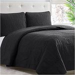 Mellanni Bedspread Coverlet Set Black - Bedding Cover Set - Oversized 3-Piece Quilt Set (King, Black)