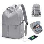 SEAFEW Gym Backpack for Women Carry On Backpack with USB Charging Port light Travel Backpack Waterproof Casual Daypack Grey