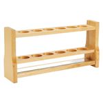 OLYCRAFT 6 Holes Wooden Test Tube Rack 100ML Test Tube Display Stands Tube Display Racks with Glass Mirror 292x64x143mm Test Tube Holder Rack for Lab Supplies - Not Include Test Tube