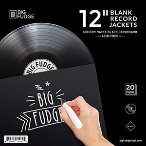 BIG FUDGE Pro Blank Album Jackets - 12 Inch x Black - 20 Vinyl Record Covers (400gsm) - Album Cover for Records with Inner Sleeves and Outer Sleeves