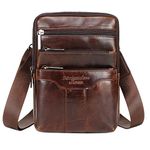 Xieben Vintage Leather Shoulder Messenger Bag for Men Travel Business Crossbody Pack Wallet Satchel Sling Chest Bags, coffee, S