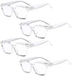 Eyekepper 4 Pack Ladies Reading Glasses - Oversized Square Design Reader Eyeglasses for Women, 4pcs Transparent, +0.00