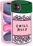 Dumkery Cute Chill Pills iPhone 11 Case, Capsule Bottle 3D Funny Cartoon Soft Silicone Full Protection Shockproof Cases Cover Skin for Kids Girls Women Children Multicolor