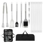 LY4U BBQ Tools Set, 24 Pcs Barbecue Tool Sets with Storage Bag, Stainless Steel bbq utensil for Picnics, Camping and Outdoor Activities