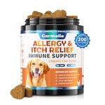 Carmelie Itchy Dog Skin Relief 200 Chews - Anti Itch and Immunity Treats for Dogs - Omega 3 Probiotics for Dog - Itchy & Paw Licking Allergy Relief, Seasonal Allergies, Skin & Coat Immunit (Chicken)