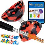 Juggle Dream Jester Diabolo Juggling Set - Ball Bearing Axle Professional Diabolo with Aluminium Handsticks and Online Learning Video - Juggling Toy (Black/Red)