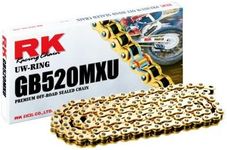 RK Racing Chain GB520MXU-114 (520 Series) Gold 114 Link Extreme Performance Narrow Clearance Off-Road and ATV UW-Ring Chain with Connecting Link