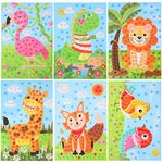 LZHZH 6 PCS - Mosaics Sticker Art Kit for Kids，1260 Pieces Sticky Foam DIY Craft for Boy Girl，Animals Sticker Craft Activities (Age 3+)