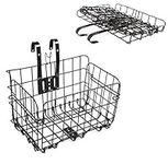 Folding Rear Bike Basket Wire Mesh Fold-Up Detchable Front Bag Rear Hanging Bike Basket Bicycle Bag Cargo Rack for Mountain Bike Accessories Bike Frame Basket 1 Pack (Black)