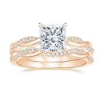 Mameloly 2ct Wedding Rings for Women Princess Cut Bridal Ring Sets Rose Gold Cubic Zirconia Engagement Rings Twisting Infinity Pave Set Size 4.5