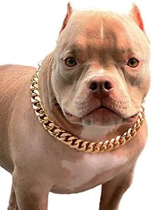 PP COLOR Gold Chain Dog Collar-3/4 Width Cuban Link Dog Necklace, Cute Fashion Pet Collar for Pit Bulldog, Light Metal Jewelry Chain Puppy Accessories 20"