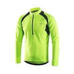 ARSUXEO Men's Half Zipper Cycling Jerseys Long Sleeves Mountain Bike Shirts 6031, Green, Medium