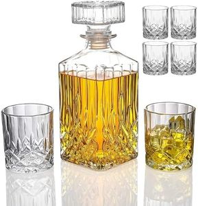 800ml Crystal Whiskey Decanter Set with 6 Whiskey Glasses Gift Set, Whiskey Decanter Set for Men, 290ml Whiskey Glass Set for Valentine's Day, Anniversary Birthday Father Mother Husband (No Tray)