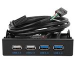 3.5in USB Front Panel, High Speed 4 Ports 2 USB 3.0+2 USB 2.0 Hub, 19PIN/9 Pin 3.5 inch Metal Front Panel Connector, for PC Computer Motherboard