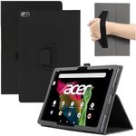 GEJEFA Case for Acer Iconia Tab A10, Premium PU Leather Protective Case with Hand Strap [Auto Wake/Sleep] Shockproof Folding Stand Cover for Acer Iconia Tab A10, Black