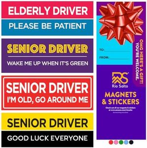 Rio Salto Funny Elderly Driver Magnet Senior Driver Magnet for Car Old People Gag Gift Please Be Patient Car Magnet Sign Magnetic Bumper Sticker Prank for Adults Women Men New Driver Bad Driver Joke