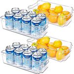 Golden Bird Clear Plastic Pantry Organizer Bins Set,Food Storage Bins with Handle For Refrigerator,Fridge,Cabinet,Kitchen,Countertops,Cupboard,BPA free (12.5’’ L x 6.3” W x 3.5” H, 2)