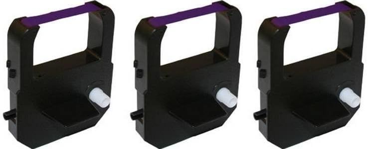 Time Clock Ribbon for Lathem 100E, 900E, 1000E, 1500E, 1600E, 5000EP, 7000E, 7500E, LT5000 (Purple, 3 Pack)