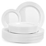Aya's Cutlery Kingdom 120 White Plastic Plates (Dinner & Salad Plate Combo)