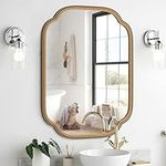 Ferytange Gold Mirrors for Bathroom, 18" x 24" Rectangular Wall Mirror for Bathroom Metal Frame Farmhouse Rounded Corner Wall Mirror (Horizontal/Vertical)