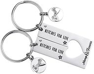 Best Friend Keychain Set of 2 Best Bitches for Life BFF Sister Gift Bestie Gifts Christams Birthday Maid of Honor Gift